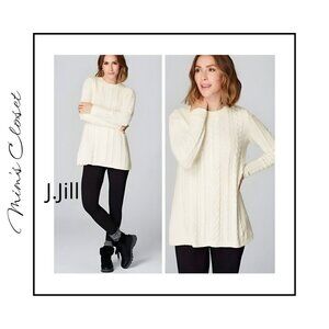 J.JILL Cream Crew Neck Sweater with Cable Knit - Size M